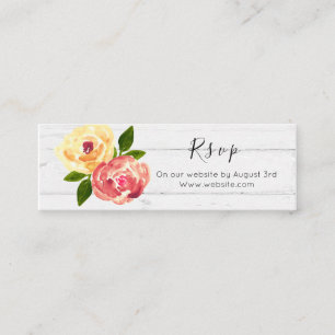 lantligt träför bröllopwebsite för blommigt RV Mini Visitkort