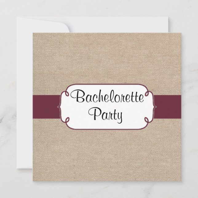Lantligt vin- och beigeBurlapBachelorette party Inbjudningar (Framsida)