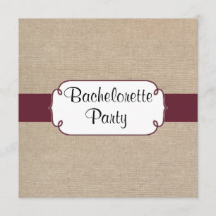 Lantligt vin- och beigeBurlapBachelorette party Inbjudningar
