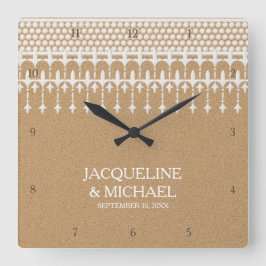 Lantligt vintagesnöreKraft papper skrivar Fyrkantig Klocka