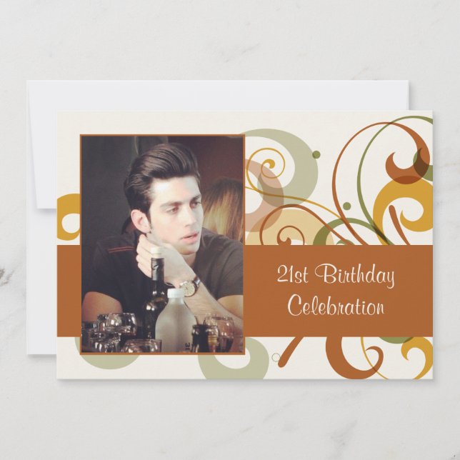 Lantligt virvlar runt fotoinbjudan inbjudningar (Framsida)