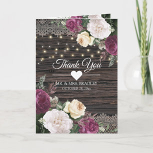 Lantligt wood bröllopblommigttack tack kort