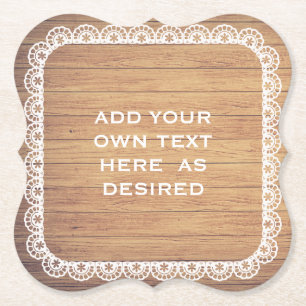 Lantligt Wood snörebröllop Underlägg Papper