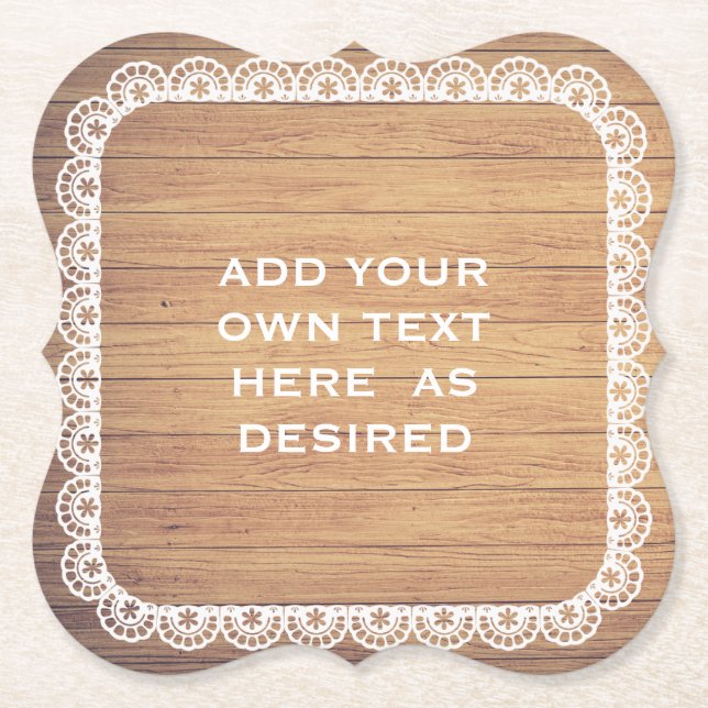 Lantligt Wood snörebröllop Underlägg Papper (Framsida)