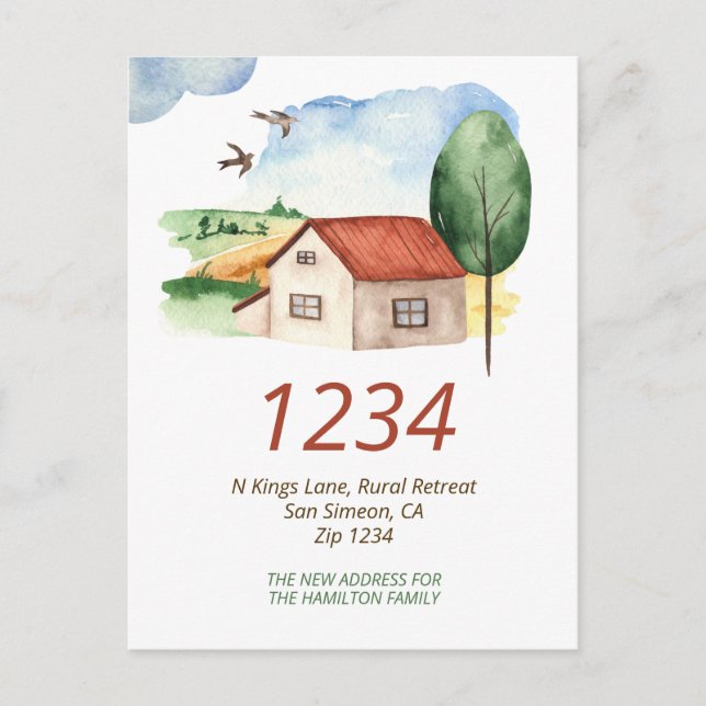 Lantställe Hus Vi Har Bytt Hem Meddelande Vykort (Framsida)