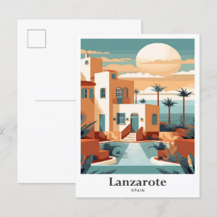 Lanzarote Spain Art Travel Potrait Illustration Vykort
