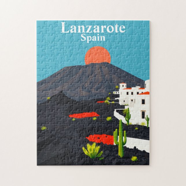 Lanzarote, Spanien Vintage Resemål Vulkaniskt Land Pussel (Vertikal)