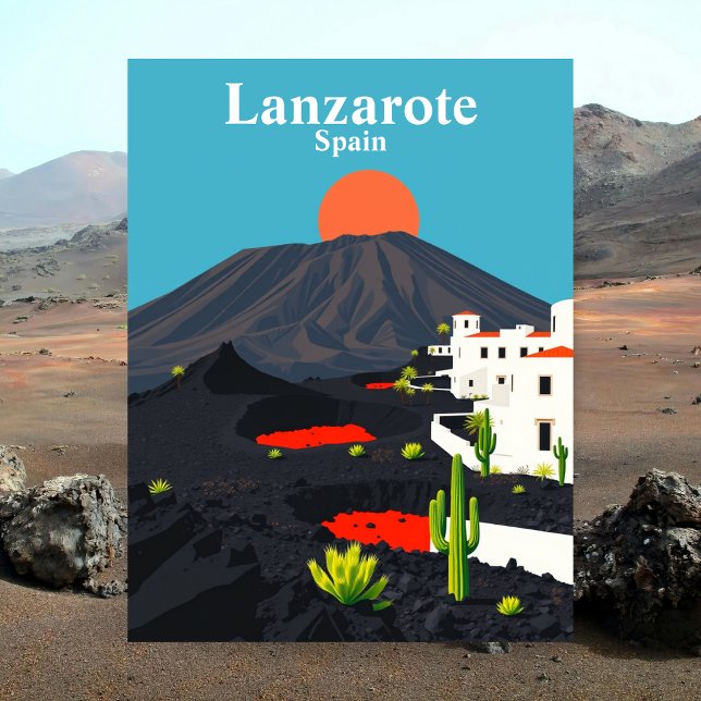Lanzarote, Spanien Vintage resor Vykort (Lanzarote, Spain Vintage Travel Postcard)