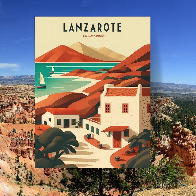 Lanzarote Spanien Vintage resor Vykort (Lanzarote Spain Vintage Travel Postcard)