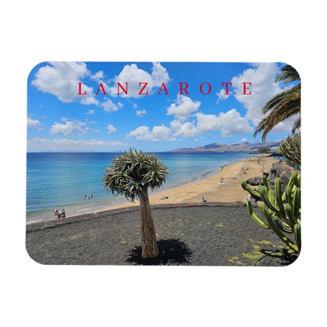 Lanzarote strand och moln, vymagnet magnet (Horisontell)