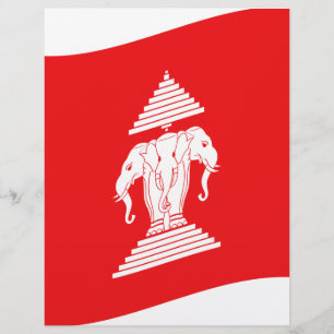 Lao Erawan Three Headed Elephant Flagga Wave