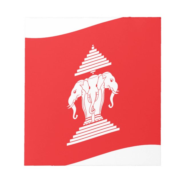 Lao Erawan Three Headed Elephant Flagga Wave Anteckningsblock (Framsida)
