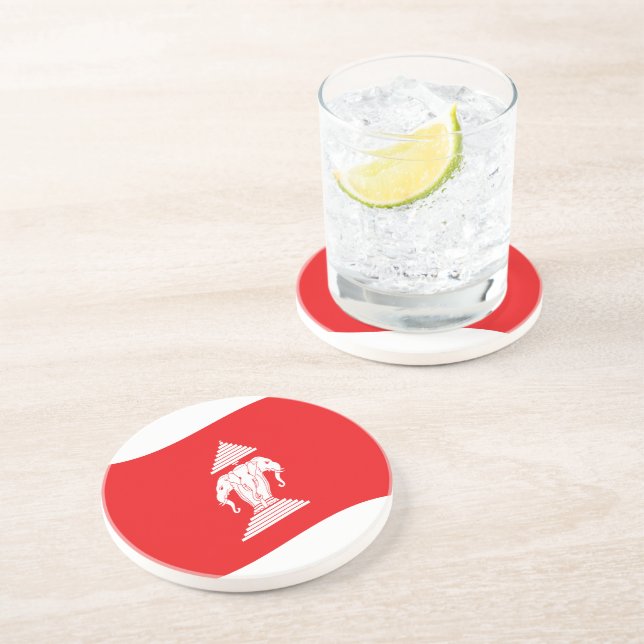 Lao Erawan Three Headed Elephant Flagga Wave Underlägg (Sidan)