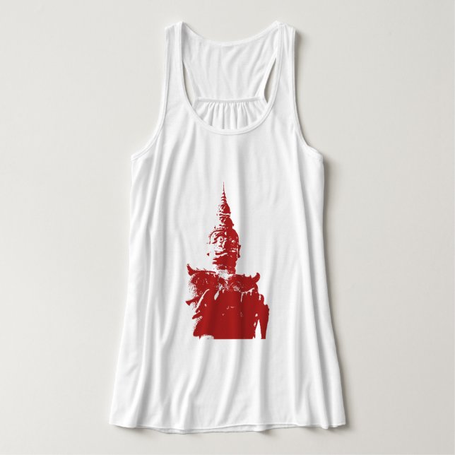 Lao Giant Guardian ... Buddha Park, Vientiane, Lao Linne Med Racerback (Design framsida)