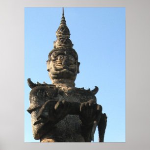 Lao Giant Guardian ... Buddha Park, Vientiane, Lao Poster