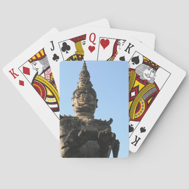 Lao Giant Guardian ... Buddha Park, Vientiane, Lao Spel Kort (Baksidan)