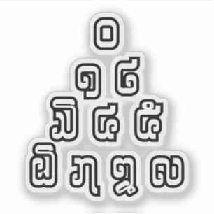 Lao/Laos Numbers Pyramid Laotian Language Script Klistermärken