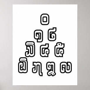 Lao/Laos Numbers Pyramid Laotian Language Script Poster