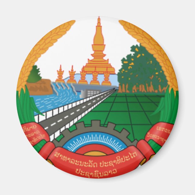 LAO NATIONAL EMBLEM - LAO BADGE MAGNET (Framsidan)