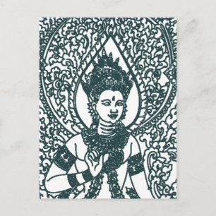 LAO - THAI - KAMBODJANSK BUDDHISTISK ÄNGLAGUD VYKORT