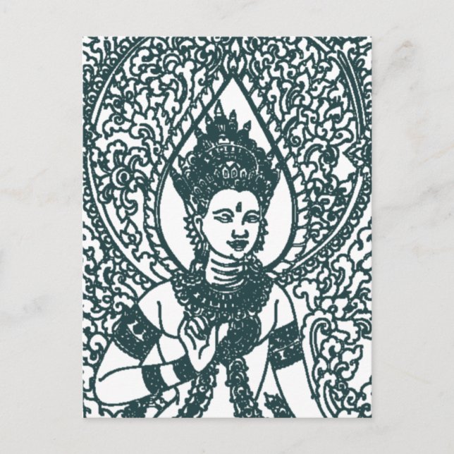LAO - THAI - KAMBODJANSK BUDDHISTISK ÄNGLAGUD VYKORT (Framsida)