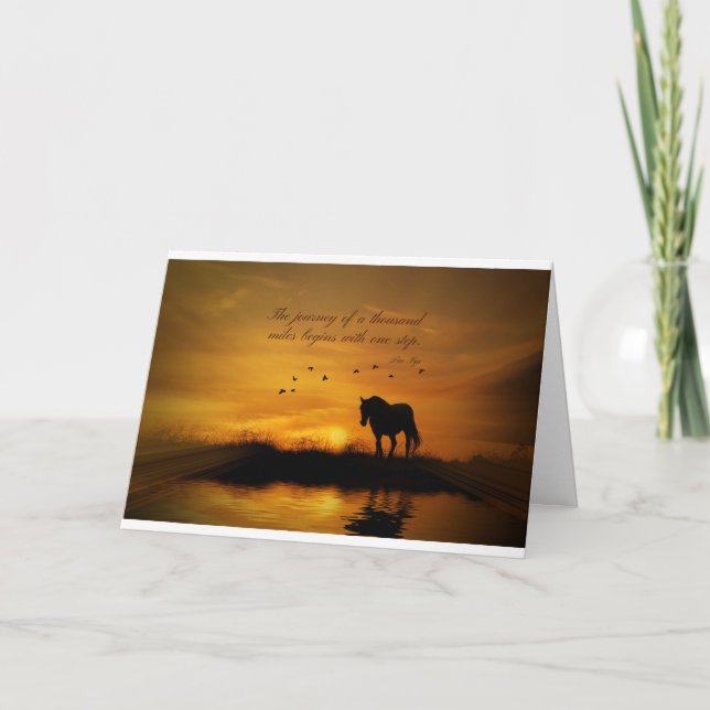Lao Tzu Berömd Quote Encouragement Horse Kort (Framsida)
