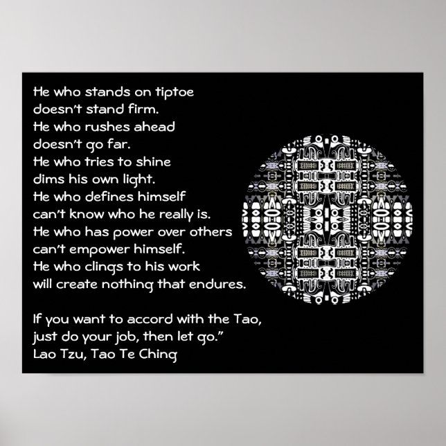 Lao Tzu inspirationcitattecken mandala poster (Framsidan)