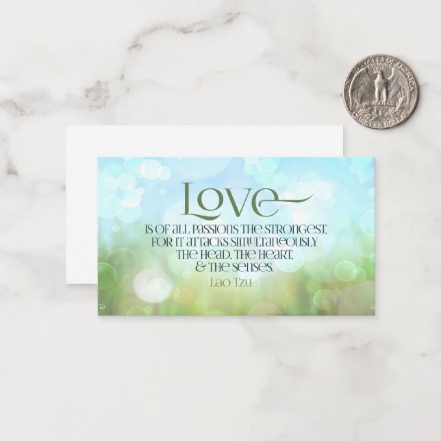 Lao Tzu inspirationsoffert "Kärlek" Anteckningskort (Fram/Back In Situ)