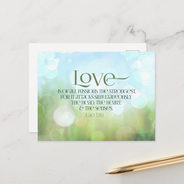 Lao Tzu inspirationsoffert "Kärlek" Vykort (Fram/Back In Situ)