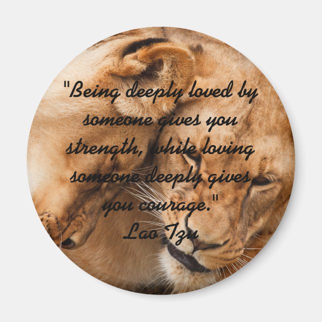 Lao Tzu Kärlek Quote & Lejon Magnet (Framsidan)