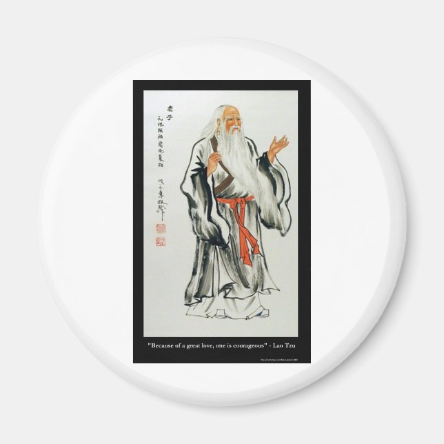 Lao Tzu Stor Kärlek/Modiga Citatpresent T-shirts M Magnet (Framsidan)