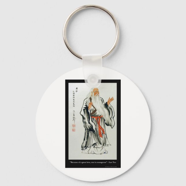 Lao Tzu Underbar Kärlek/modiga citattecken Tees m. Nyckelring (Framsida)