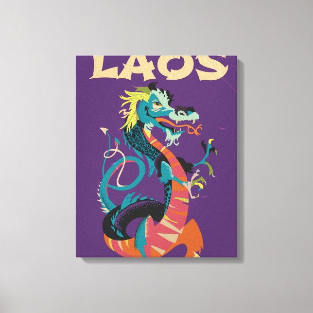 Laos Drakon vintage resemotiv affisch Canvastryck (Framsida)