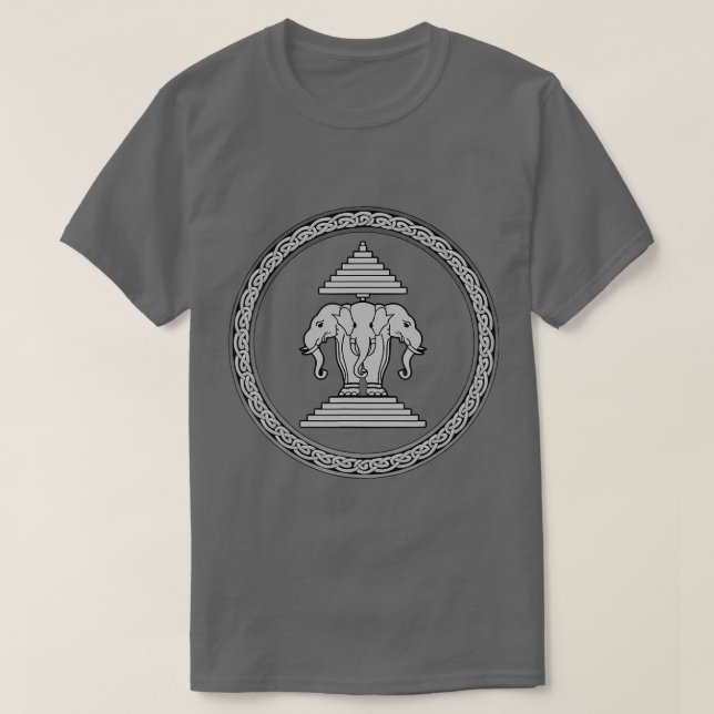 Laos Erawan 3 ledde elefanten runt gräns T Shirt (Design framsida)