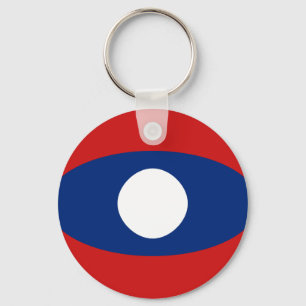 Laos Fisheye Flagga Keychain Nyckelring