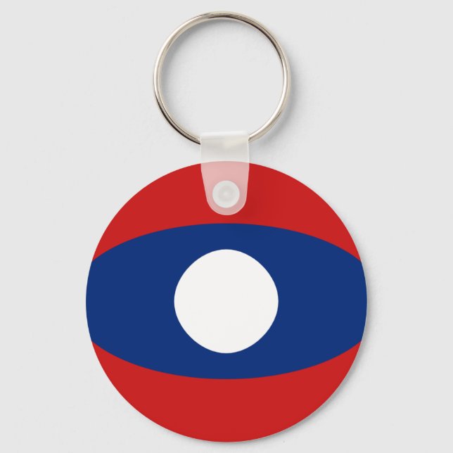Laos Fisheye Flagga Keychain Nyckelring (Framsida)