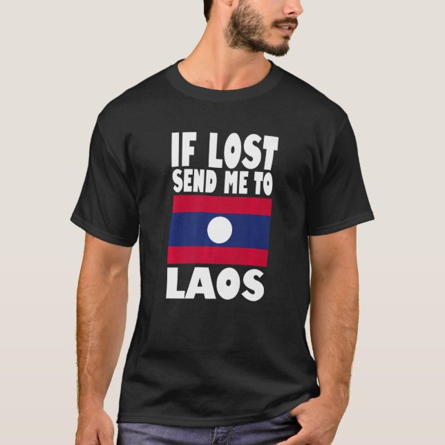 Laos Flag Design  If lost send me to Laos Premium T Shirt (Framsida)