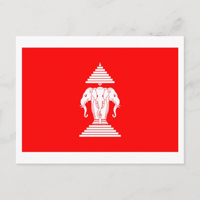Laos Flagga (1952-1975) Vykort (Framsida)