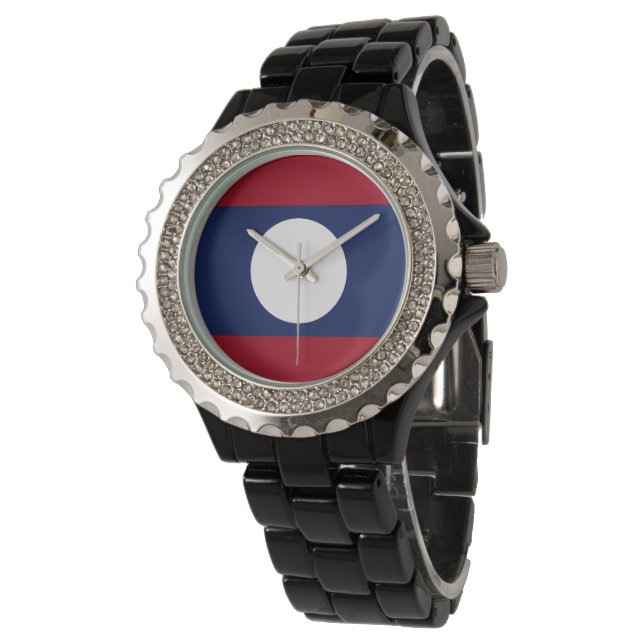 Laos flagga armbandsur (Vinklad)