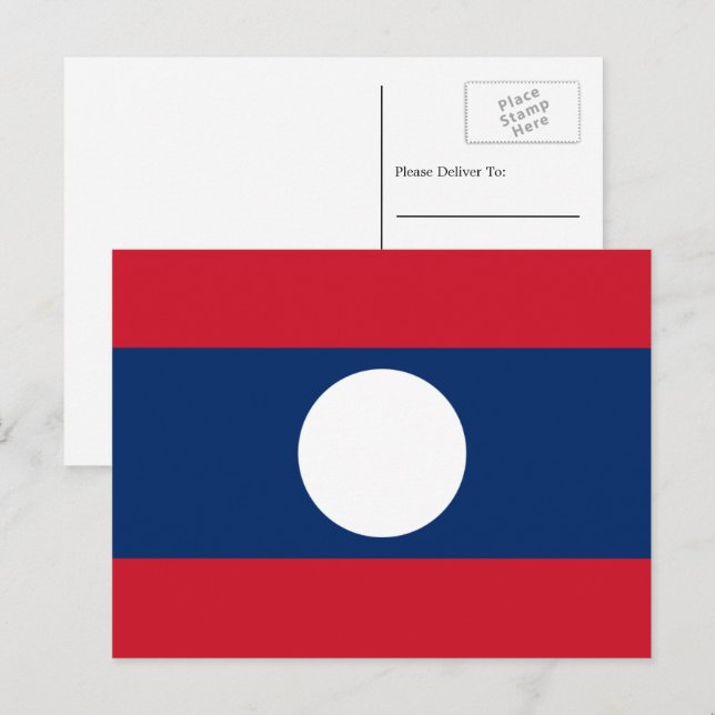 Laos flagga, Flagga av Laos Vykort (Fram/baksida)