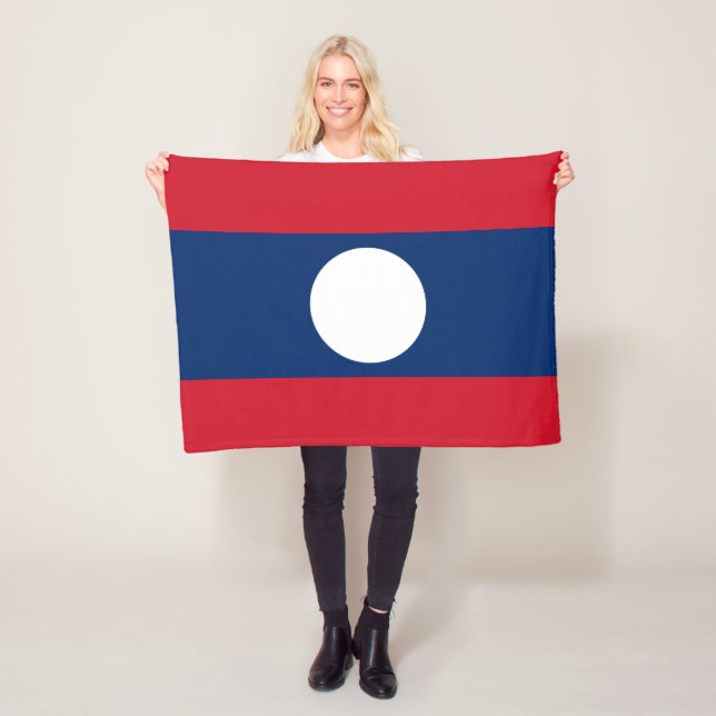 Laos Flagga Fleecefilt (På plats)
