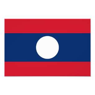 Laos Flagga Fototryck