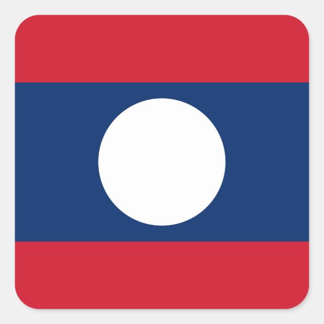 Laos Flagga Fyrkantigt Klistermärke (Framsida)
