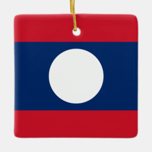 Laos Flagga Julgransprydnad Keramik