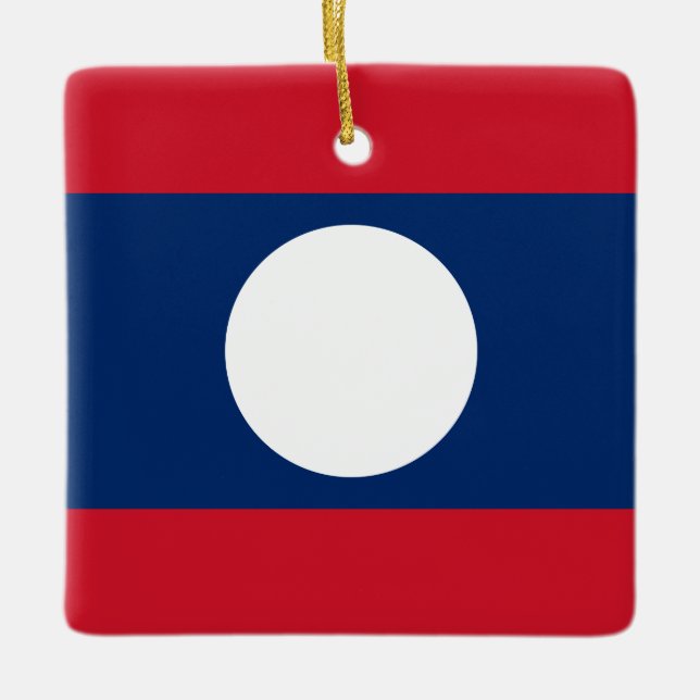 Laos Flagga Julgransprydnad Keramik (Framsida)