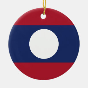 Laos flagga julgransprydnad keramik