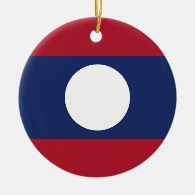 Laos flagga julgransprydnad keramik (Framsidan)
