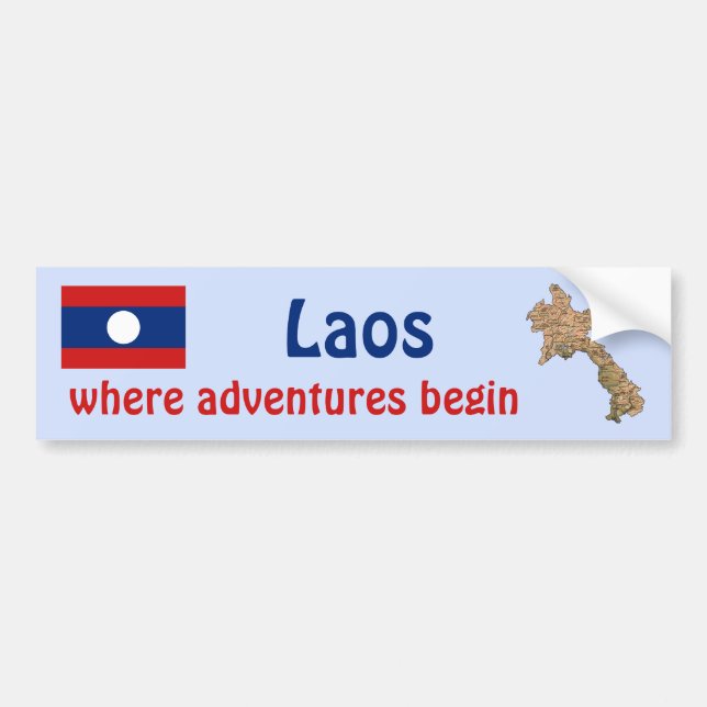 Laos Flagga + Kart Dekal (Framsidan)