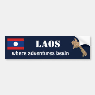 Laos Flagga + Kart Dekal