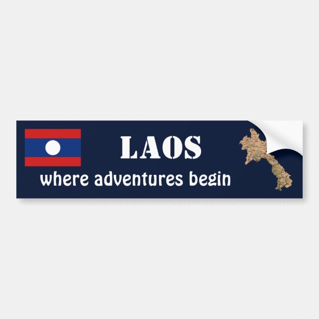 Laos Flagga + Kart Dekal (Framsidan)